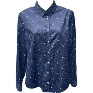 Aquamar Button Down Shirt Navy Blue Fitted Body Size S